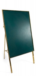 Green leather bulletin board with stand