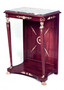 French empire mahogany and green marble console table