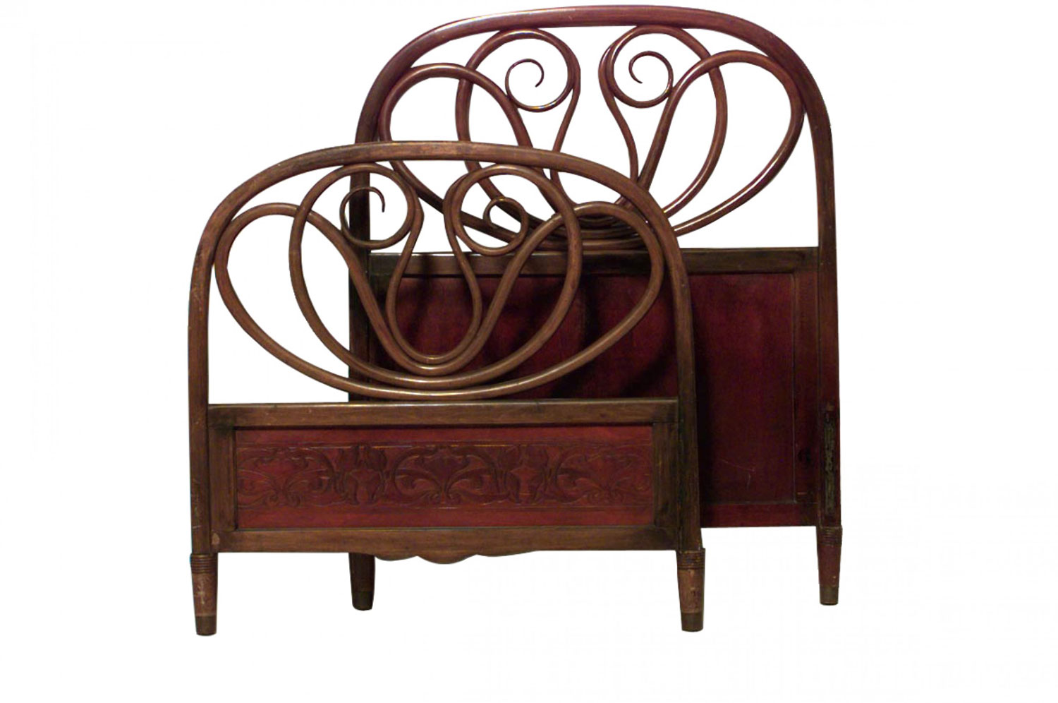 Mahogany bentwood double scroll twin bed