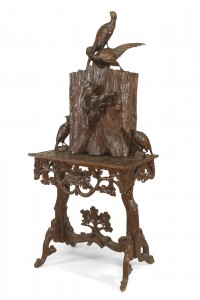 Black forest carved walnut cabinet