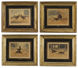 English victorian cock fight lithograph