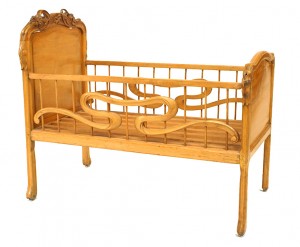 French art nouveau fruitwood crib