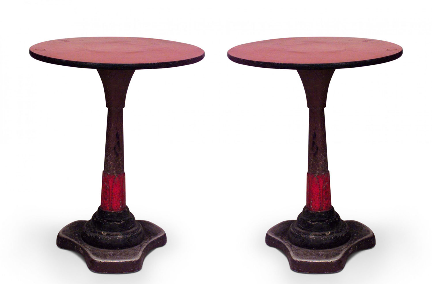 Outdoor art deco iron red cafe table