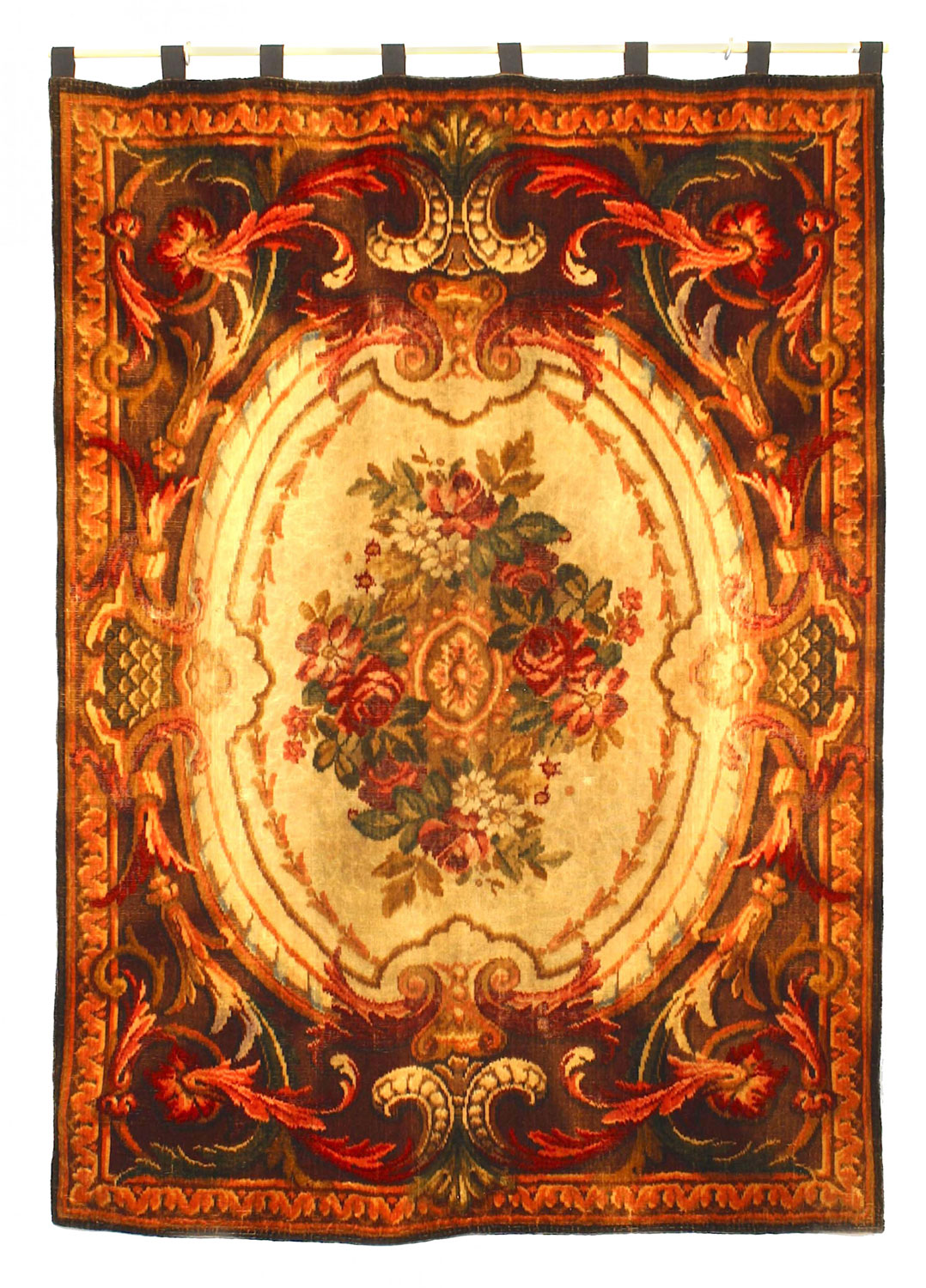 French victorian brown and beige hanging table cover