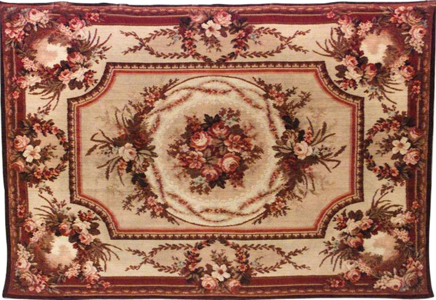 American victorian beige and maroon velvet table cover