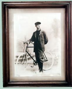 English country boy with bicycle portrait