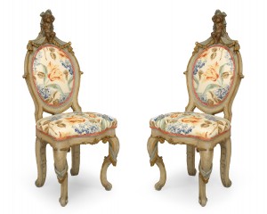 Italian venetian drape side chairs