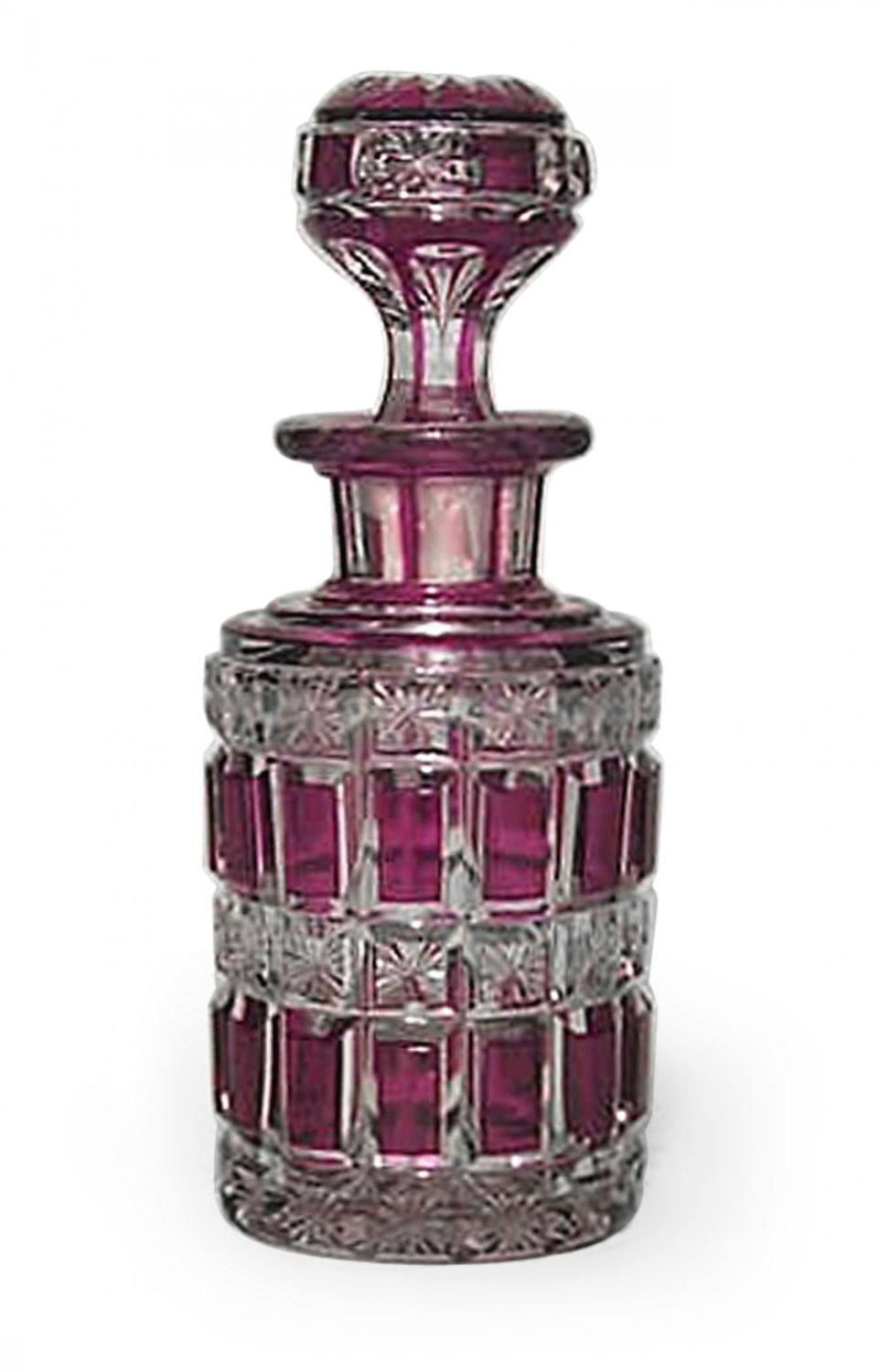 French victorian ruby cut crystal perfume bottle