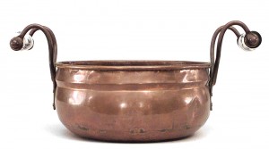 Dutch copper pot with porcelain handles