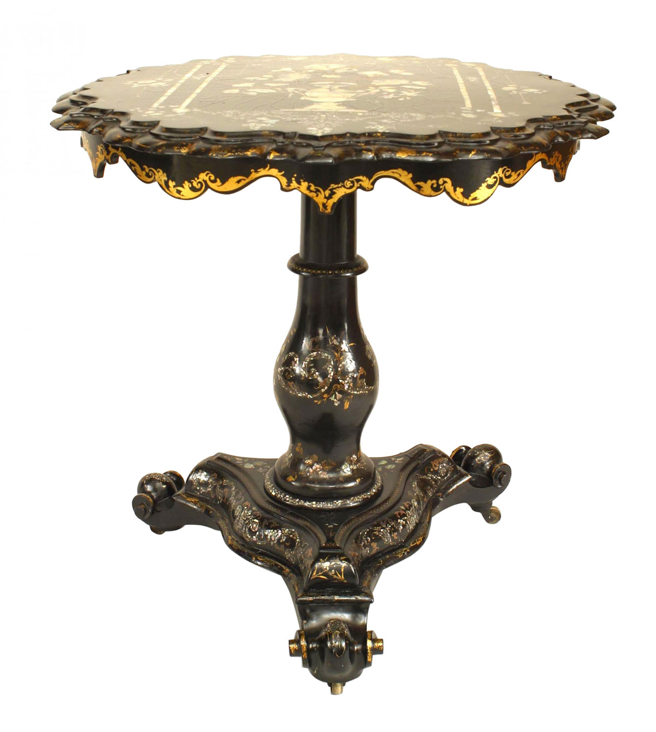 English victorian paper mache lacquered end table 1