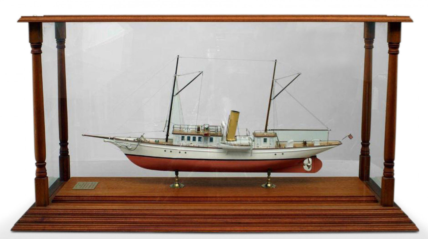 Victorian schooner ship model in glass case
