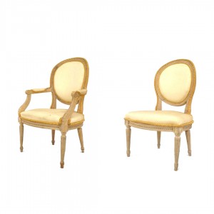 French louis xvi stripped bleach dining chairs 1