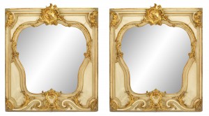 French louis xv style gilt and beige painted wall mirrors