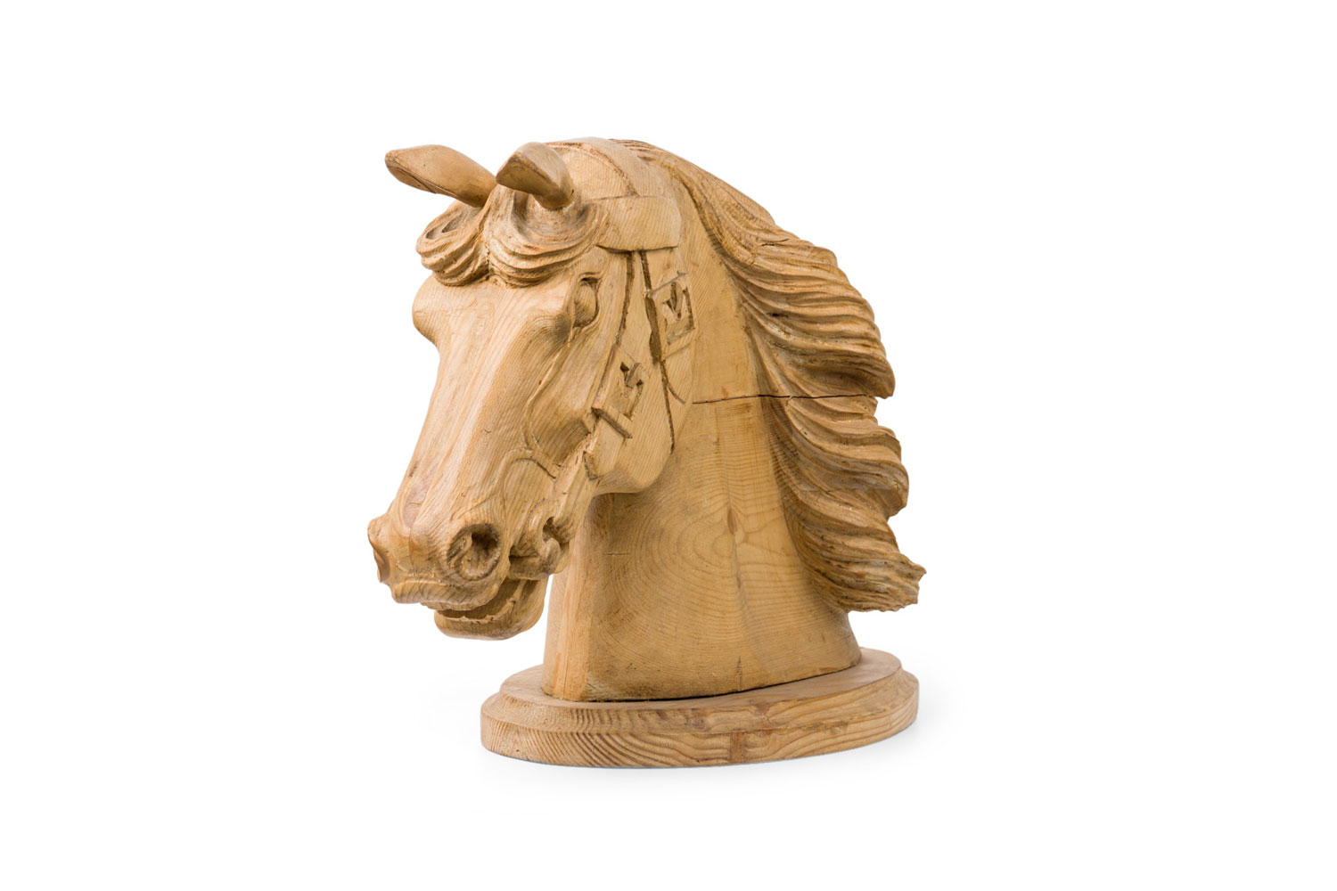 English country carved pine horse head