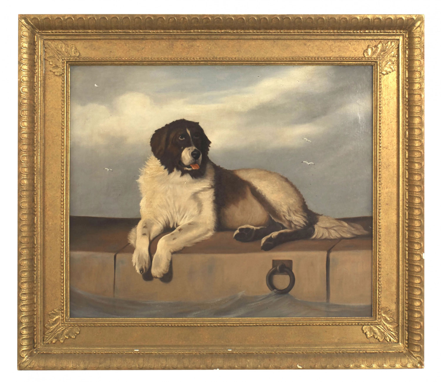 Reclining dog oil painting 1