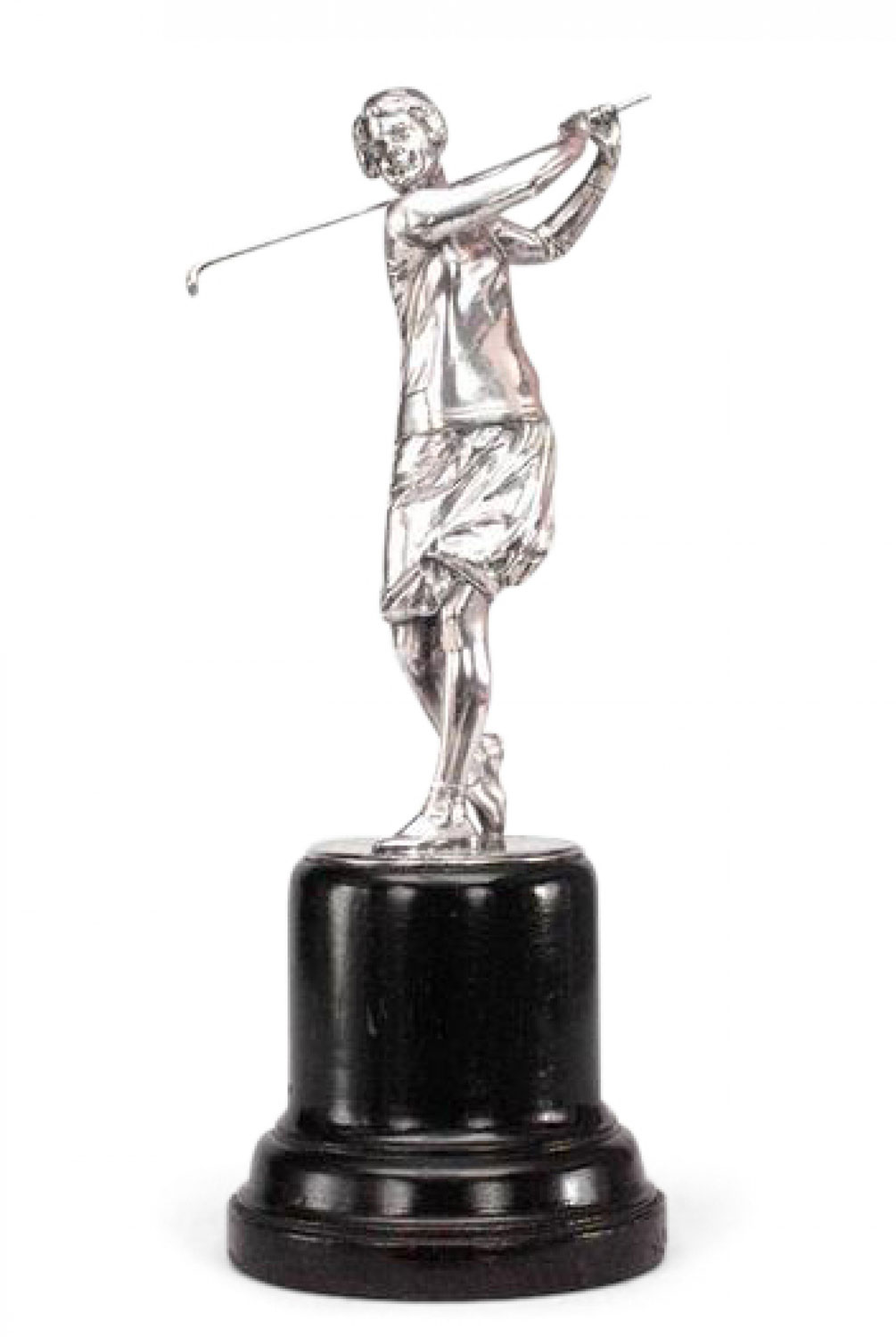 Art deco silver plate woman golfer