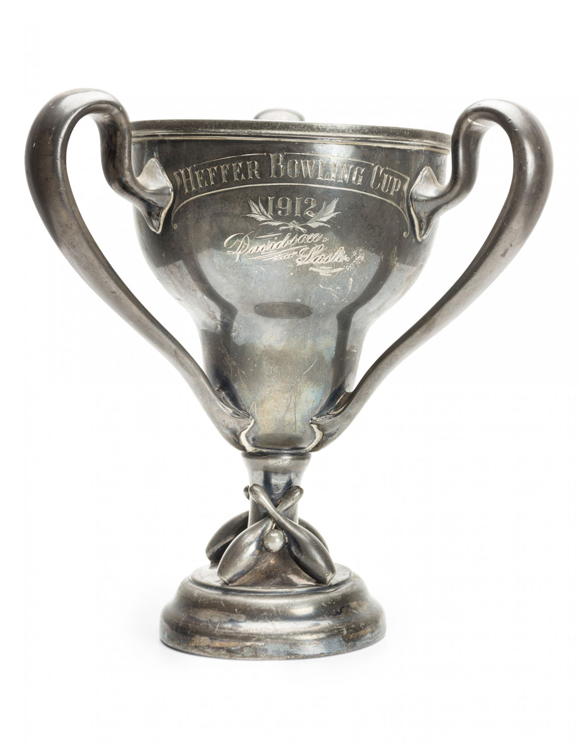 Art deco silver plate bowling trophy