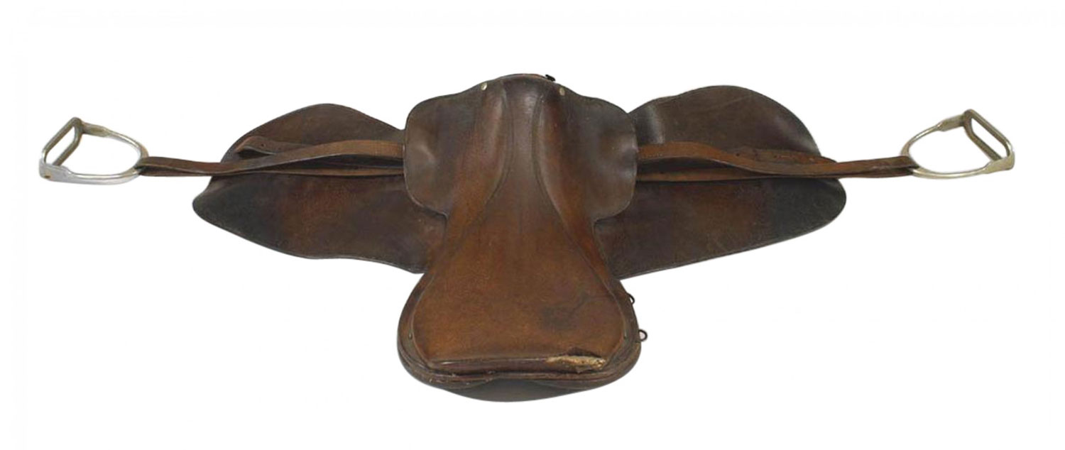 Brown leather horse saddle