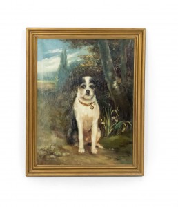 French victorian terrier oil painting