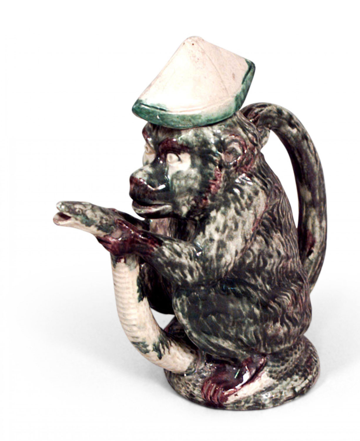 Victorian majolica porcelain monkey