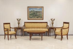 French empire gold upholstered living room set