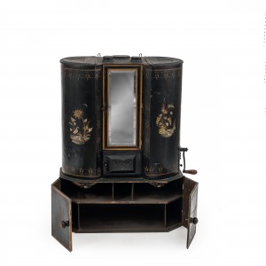 Victorian black tole hanging cabinet