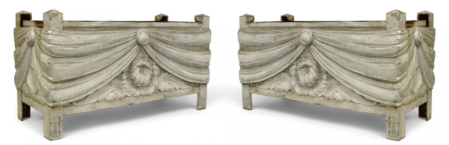 French art deco iron swag planters