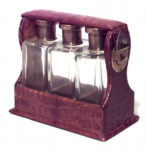 English art deco crocodile tantalus set