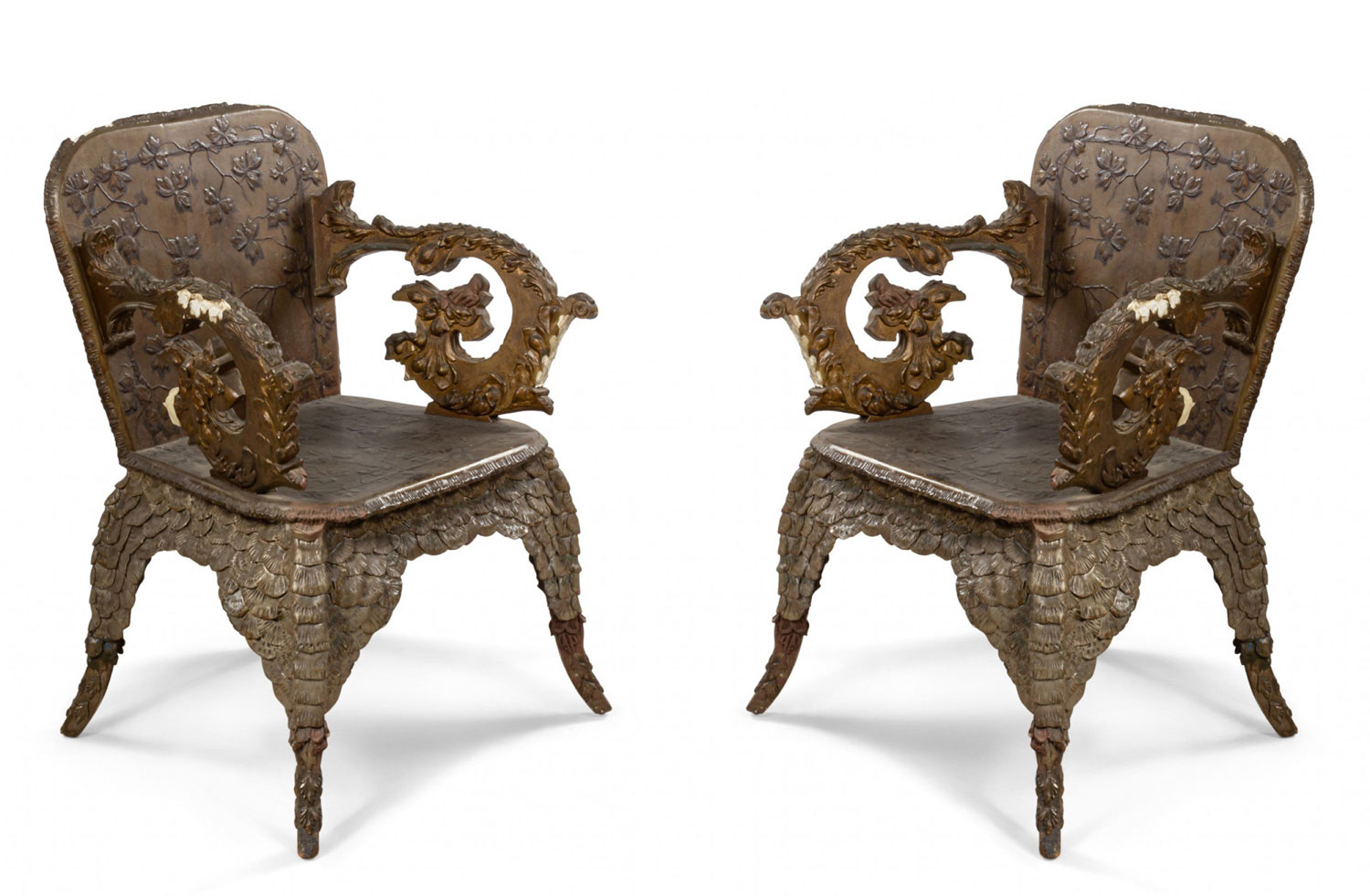 Continental austrian floral arm chairs 1