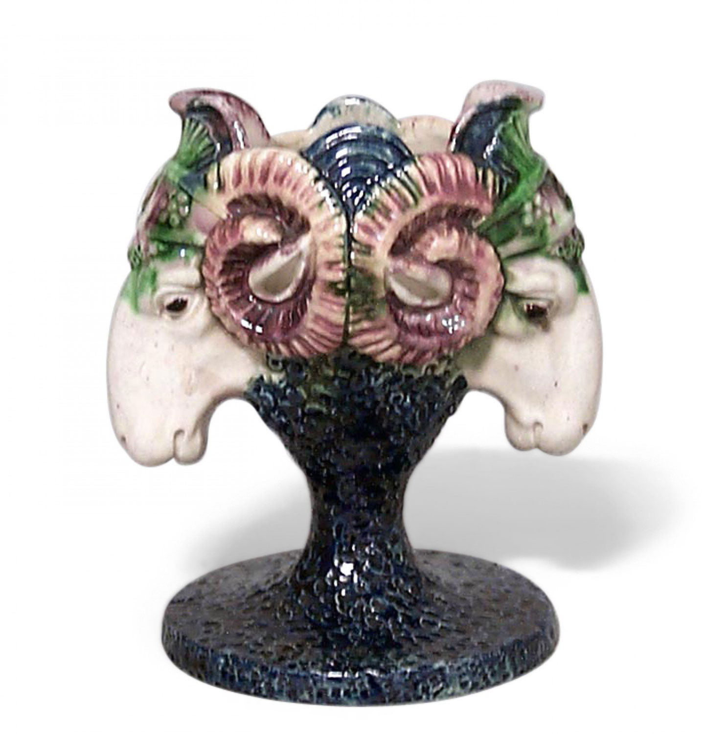 English victorian majolica porcelain ram vase