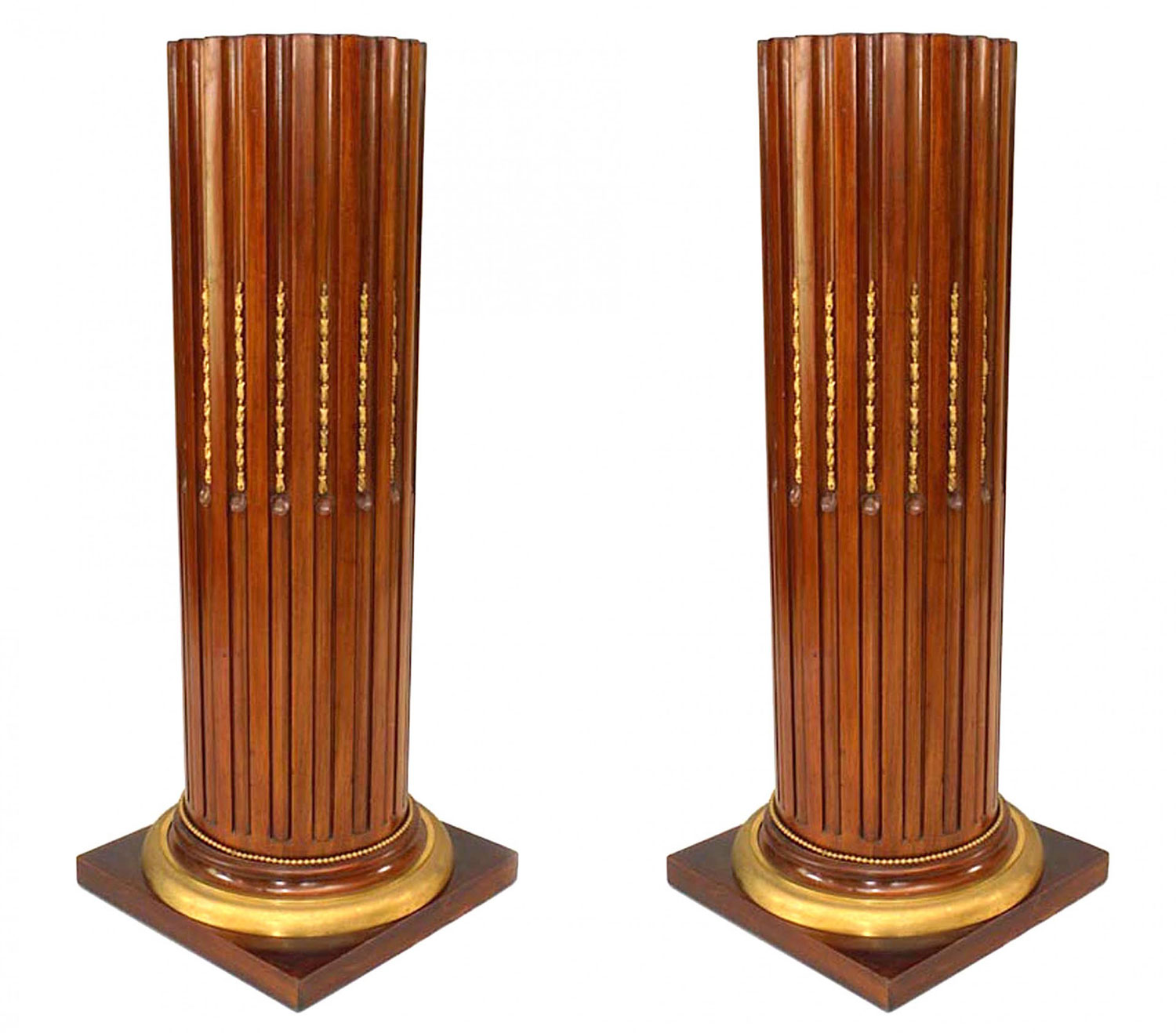 Pair french louis xvi mahogany column pedestals 8