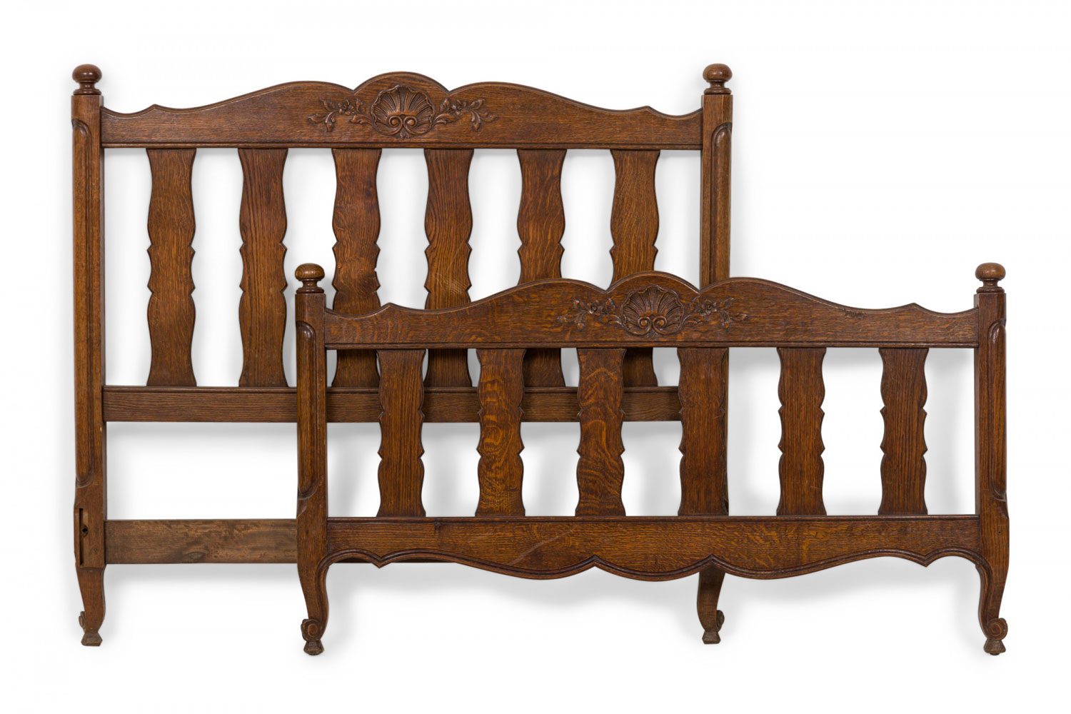 French provincial style walnut twin bed 1