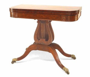 American federal mahogany flip top console table