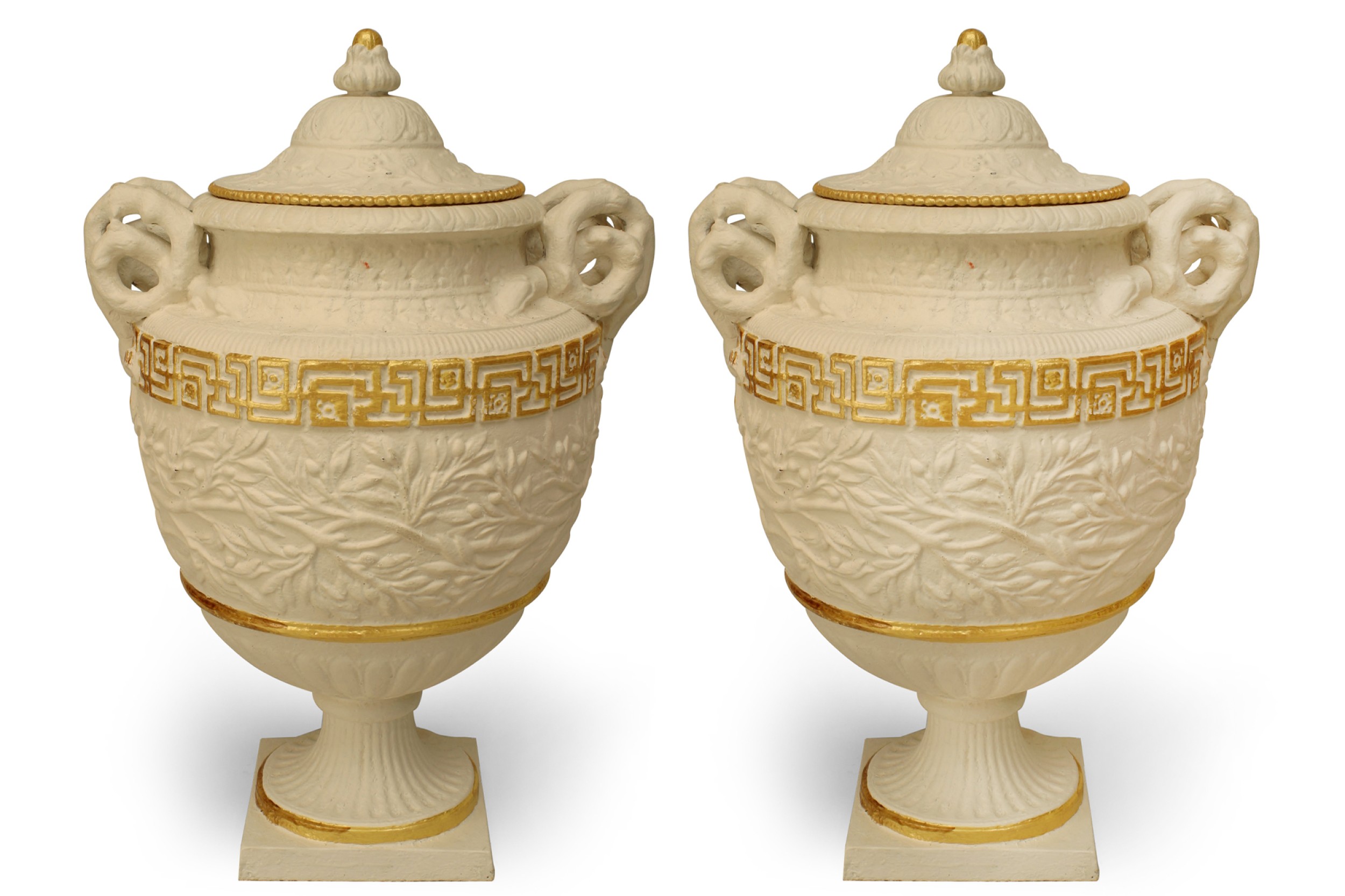 Outdoor french painted iron urns 1