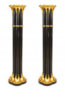 Pair chinese chippendale painted pedestals 1