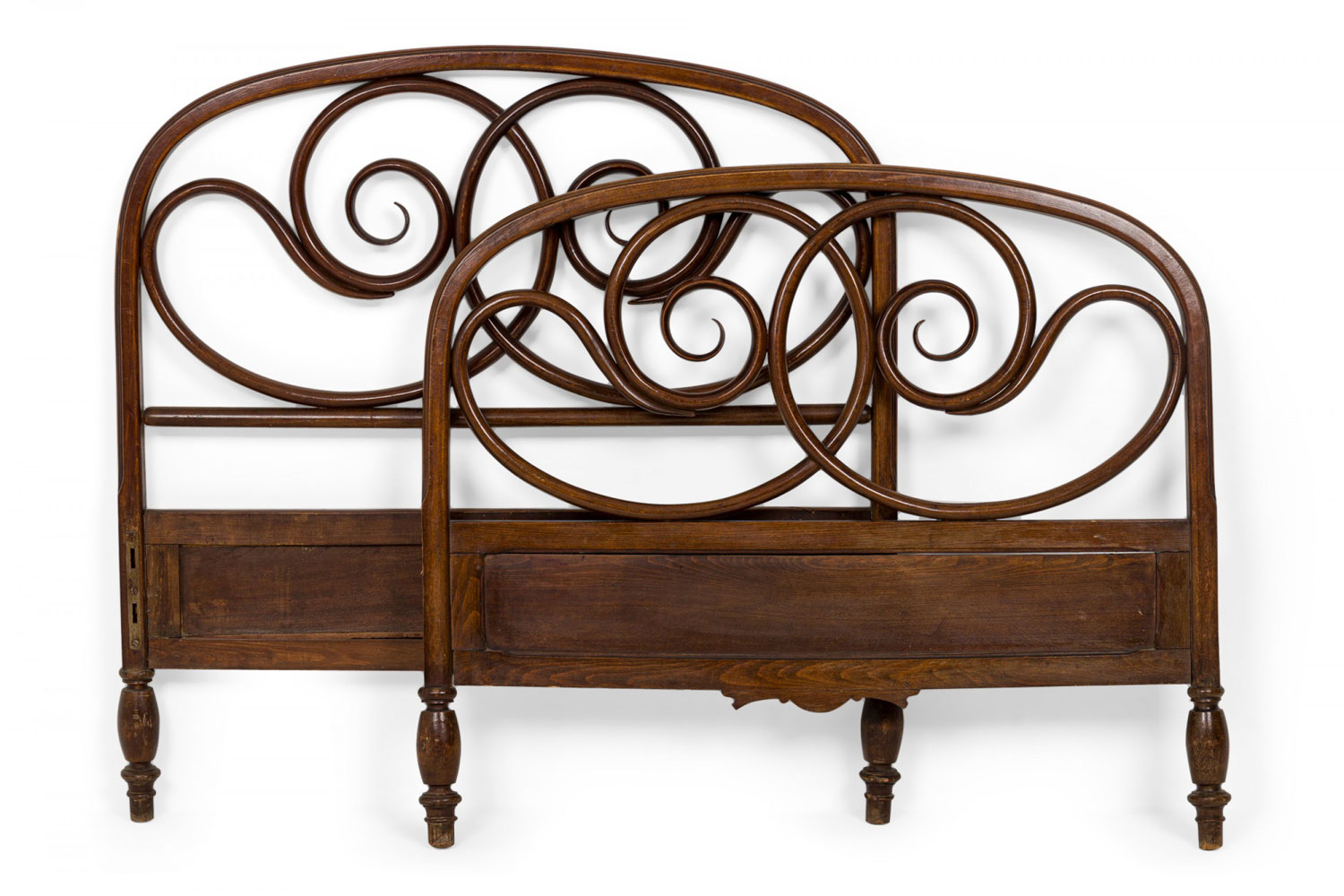 Walnut bentwood twin bed