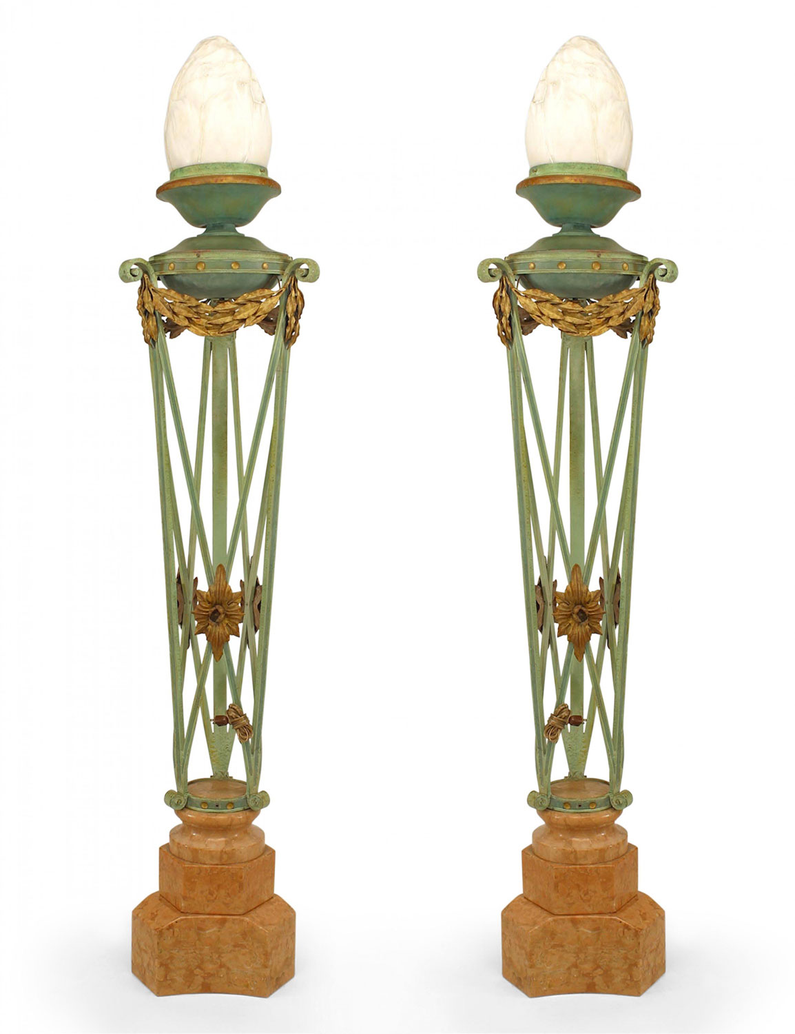 Italian neoclassic style brazier style lamps