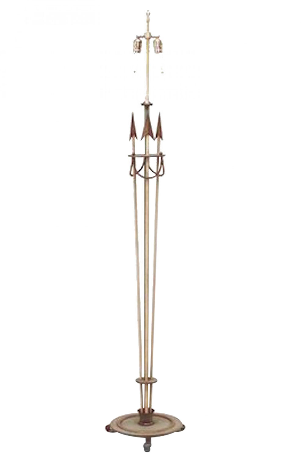 French art deco painted iron arrow floor lamp