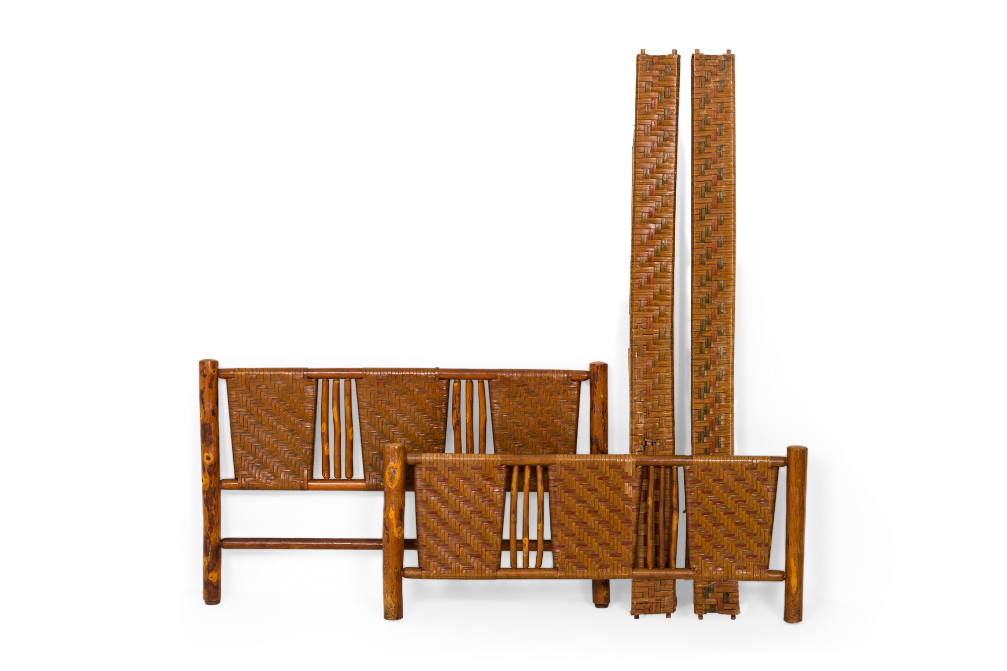 Rustic old hickory woven full size bed