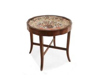 English victorian scalloped porcelain end table 1