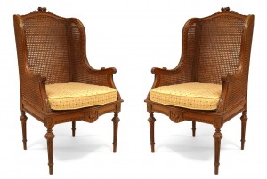 French louis xvi oak wing chairs
