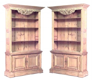 English country stripped pine bookcases 1