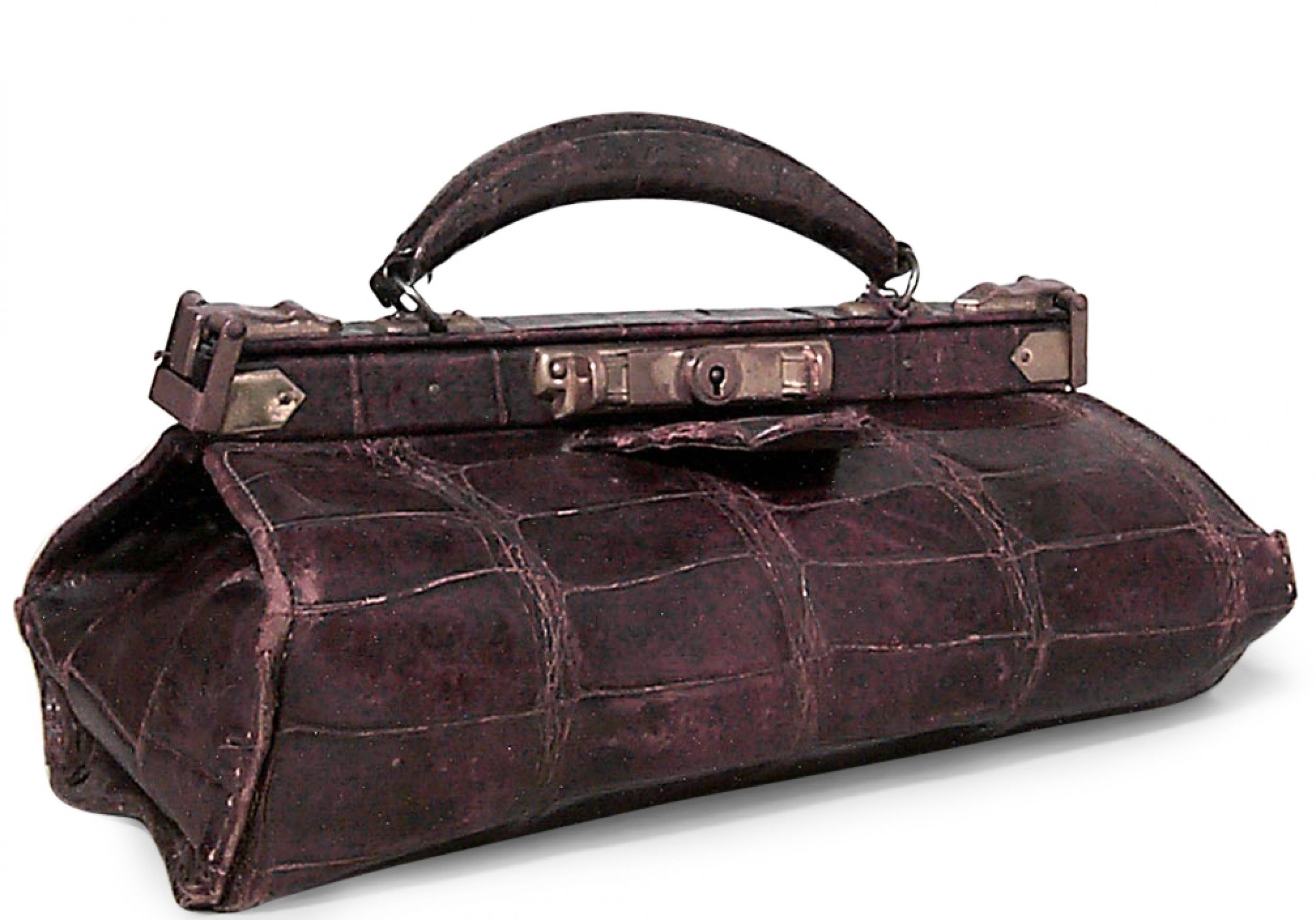 English brown crocodile handbag