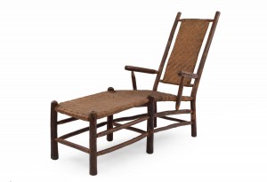 Rustic old hickory rattan chaise lounge