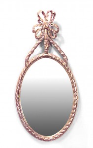 French louis xvi style gilt bow oval wall mirror 1