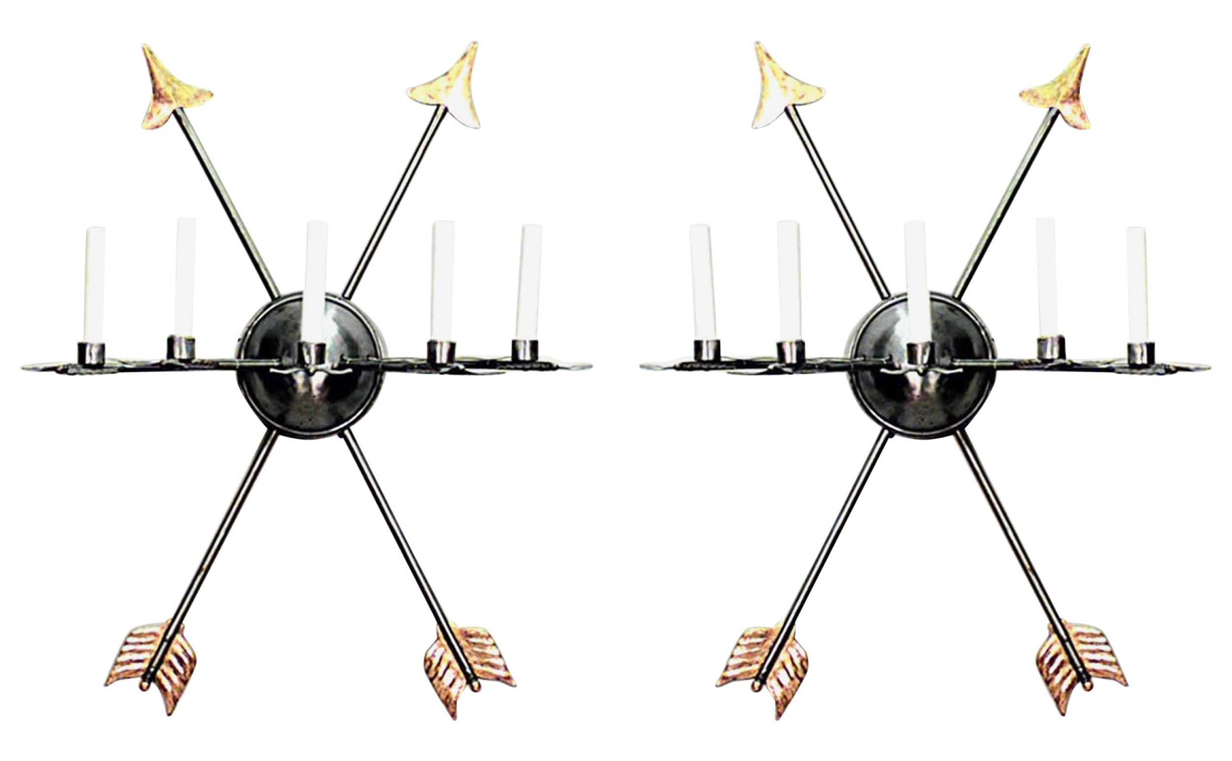 Italian neoclassic steel arrow wall sconces