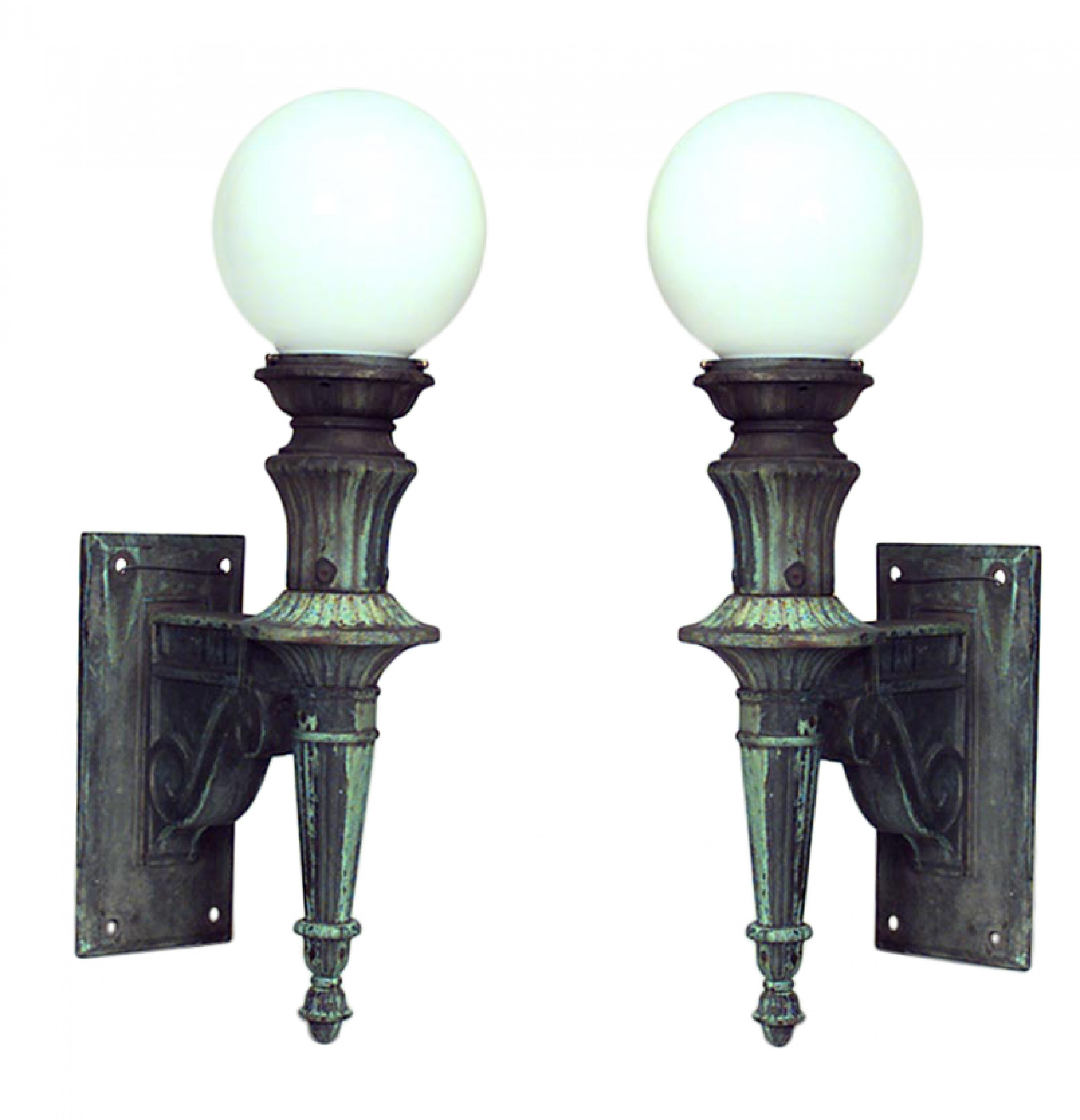American victorian patinated bronze outdoor sconces