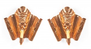 English secessionist copper wall sconces 1