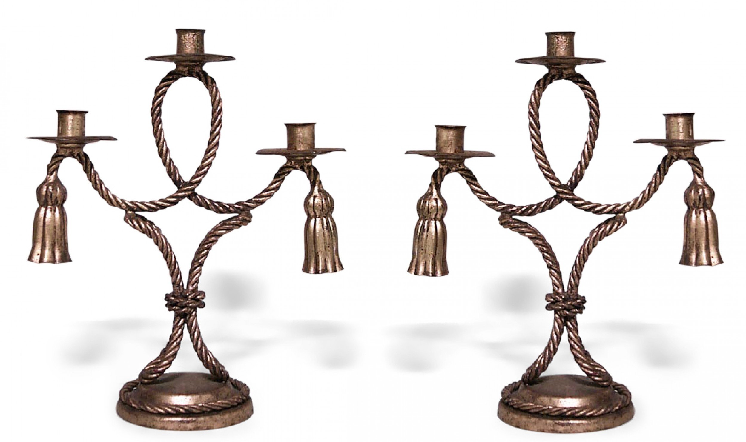 Vintage rope and tassel gilt candelabras