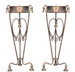 Pair art moderne rope and tassel pedestals